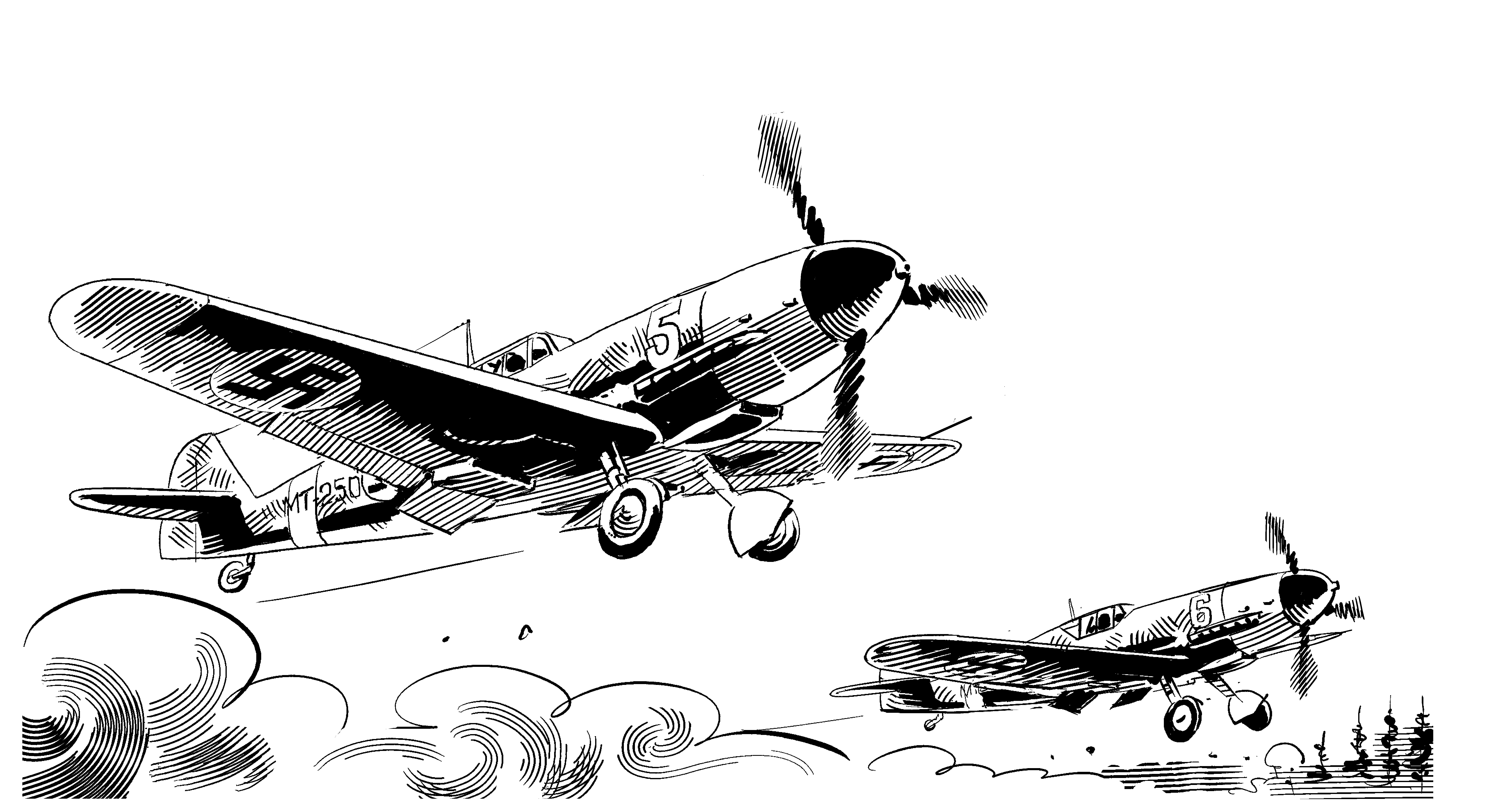 Messersch-lentokone-havittaja-sarjakuva